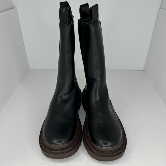 Public Desire Womens Black Mid Calf Slip On Flats Size 8 Chelsea Boots - Picture 3 of 10